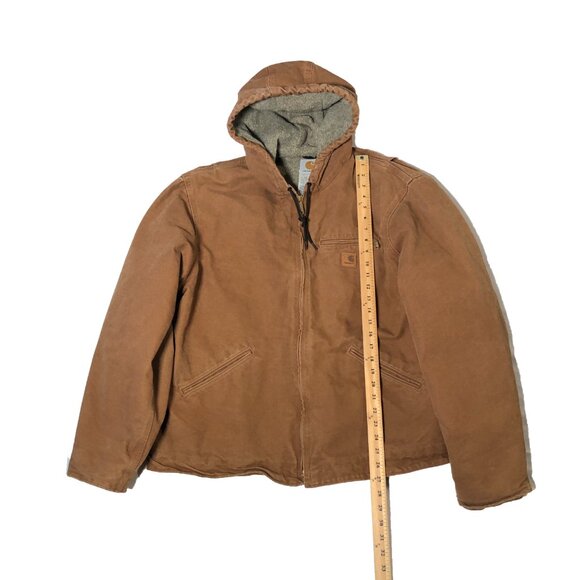 Carhartt Jacket Mens XL Sandstone Sherpa Fleece Lined Sierra Hooded Work Coat - Picture 3 of 10